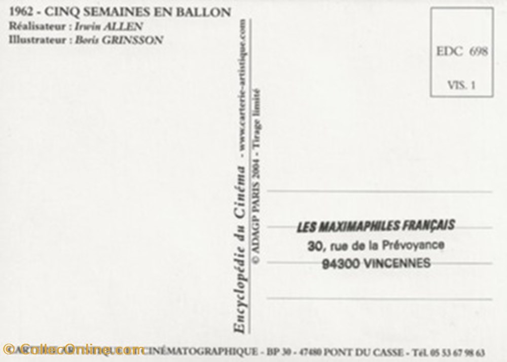 Cinq semaines en ballon cartes postales autres cinq semaines en ballon