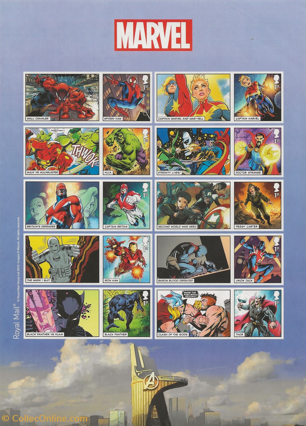 ZZZ - Grande-Bretagne 2019 Bloc autocollant Marvel timbres zzz grande bretagne 2019 bloc autocollant marvel