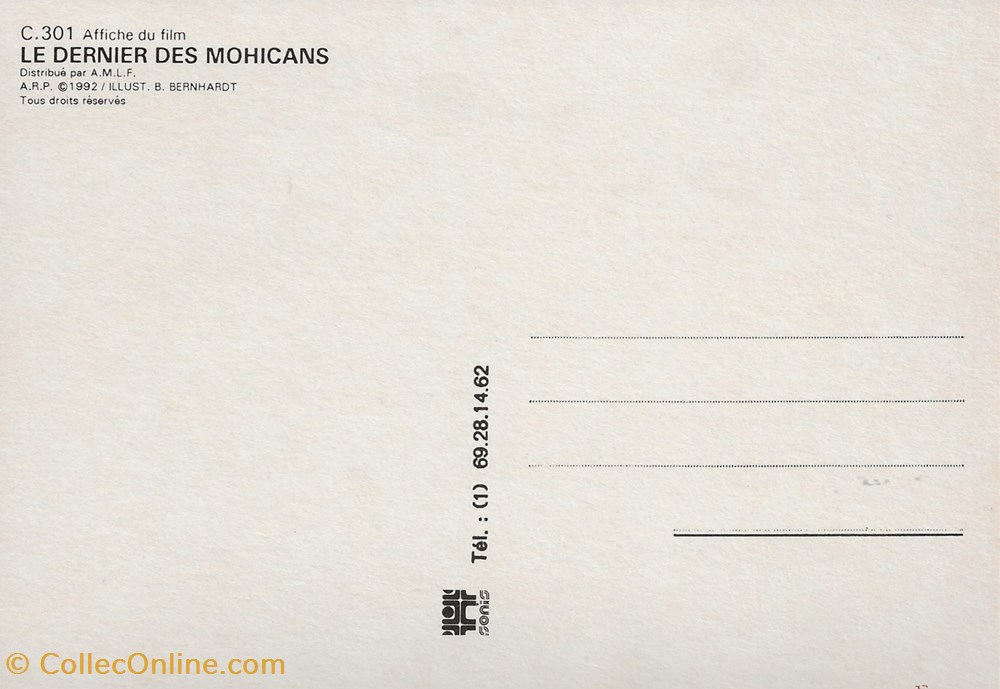 Le dernier des Mohicans cartes postales autres le dernier des mohicans