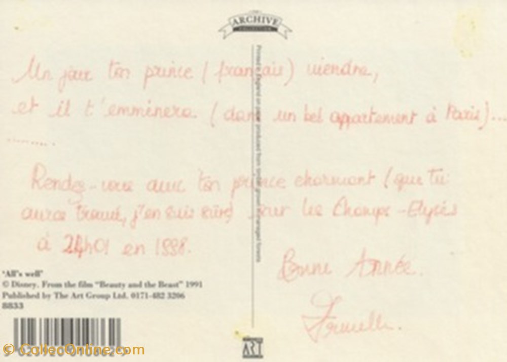 Beauty and the beast 4 cartes postales autres beauty and the beast