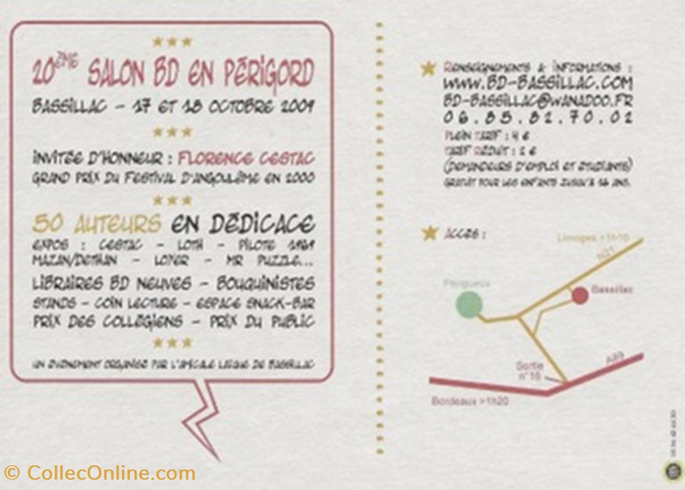 cartes postales bande dessinee bassillac 24 2009