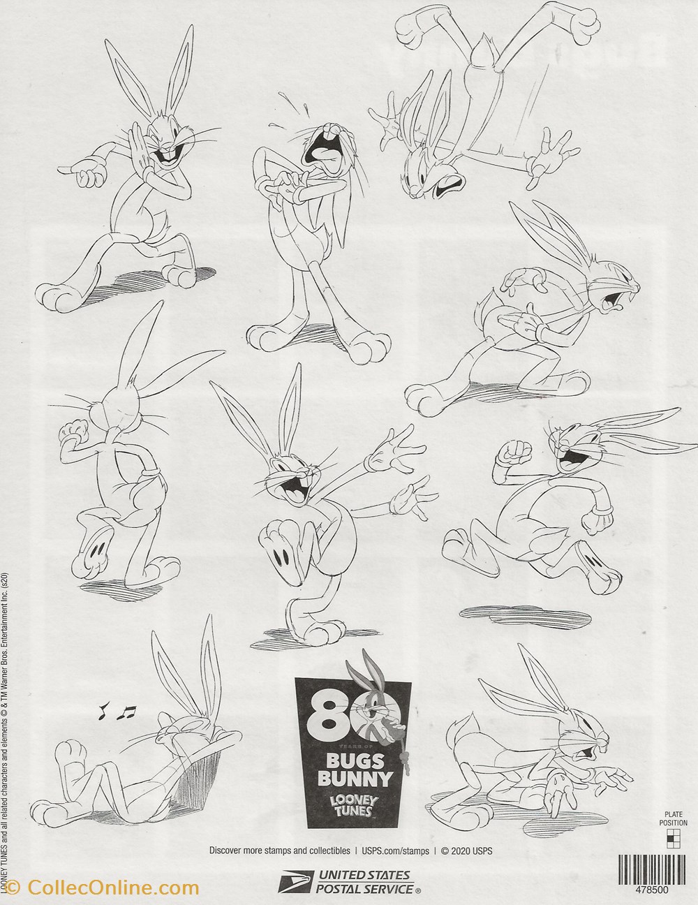 ZZZ bloc (Etats-Unis) 2020 Bugs Bunny timbres zzz bloc etats unis 2020 bugs bunny