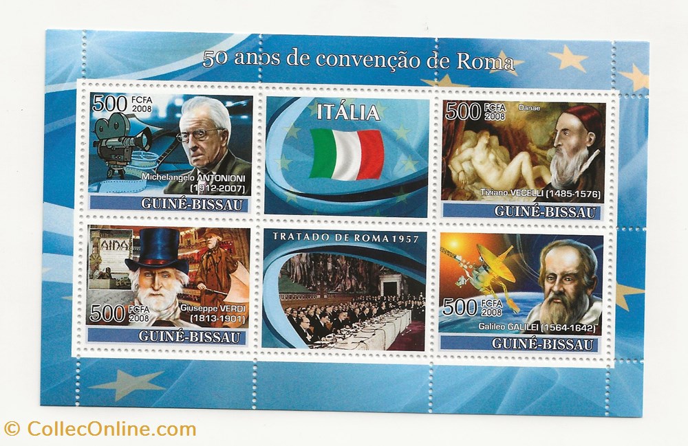 ZZZ Bloc (Guinée Bisau) 2008 50 ans de la convention de Rome timbres zzz bloc guinee bisau 2008 50 ans de la convention de rome