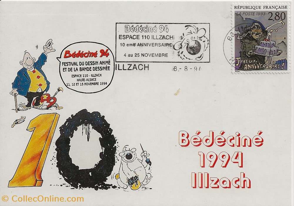 Illzach (68) 1994 10ème Festival BD CINE timbres illzach 68 1994 10eme festival bd cine