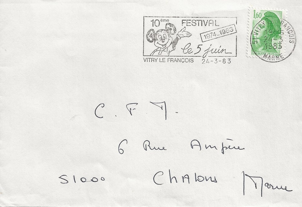 Vitry le François (51) 1983 10ème festival Mickey timbres vitry le francois 51 1983 10eme festival mickey