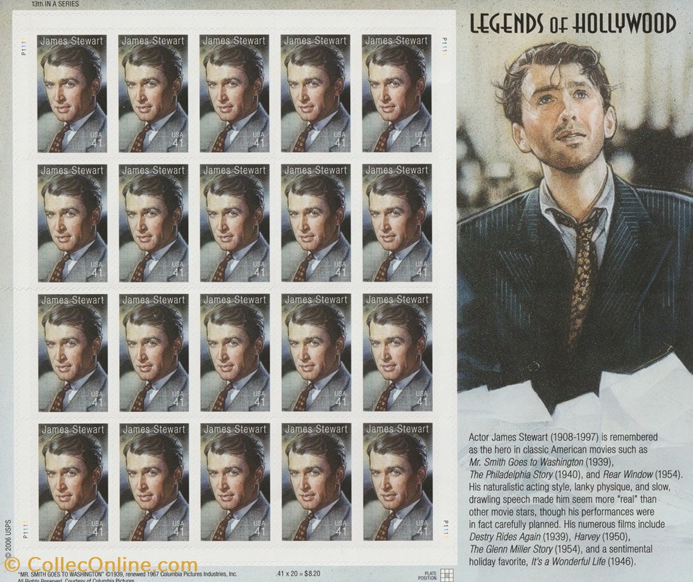 ZZZ Bloc (Etats-Unis) 2007 James Stewart - Legends of Hollywood timbres zzz bloc etats unis 2007 james stewart legends of hollywood