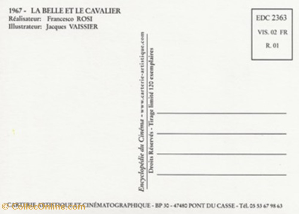 cartes postales autres la belle et le cavalier
