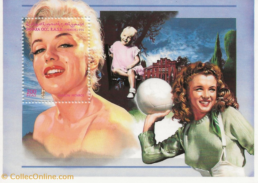ZZZ Blocs (Sahara Occidental) 1996 Marilyn Monroe 3 timbres zzz blocs sahara occidental 1996 marilyn monroe