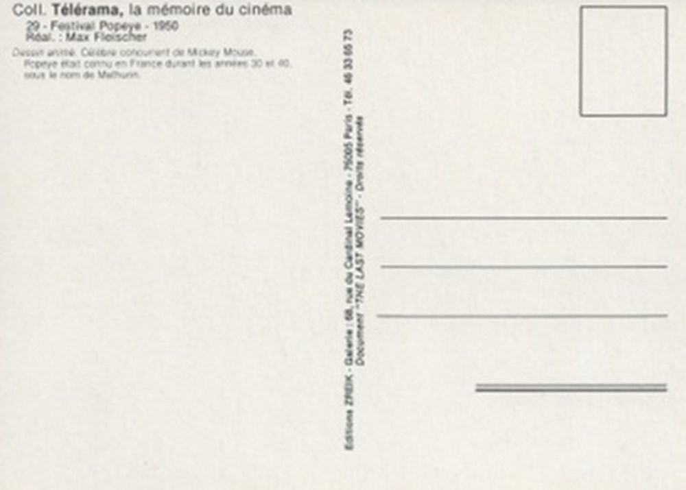 cartes postales autres le festival de dessins animes popeye