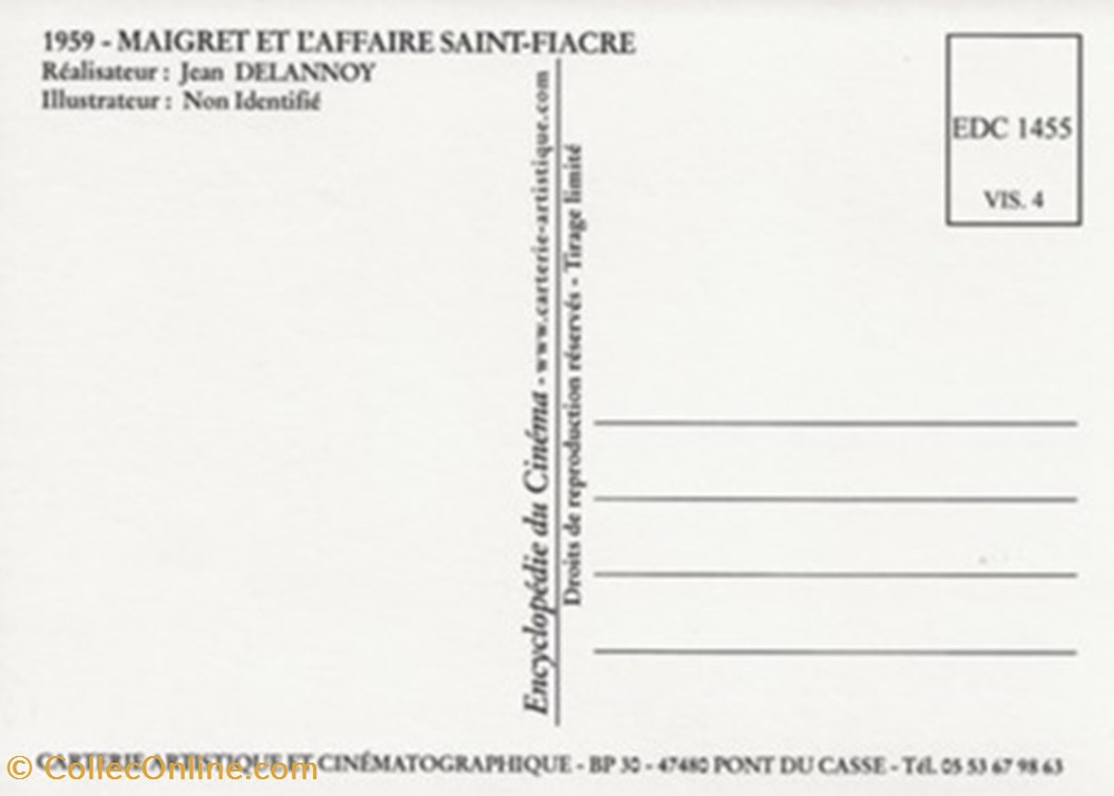 Maigret et l'affaire Saint Fiacre cartes postales autres maigret et affaire saint fiacre
