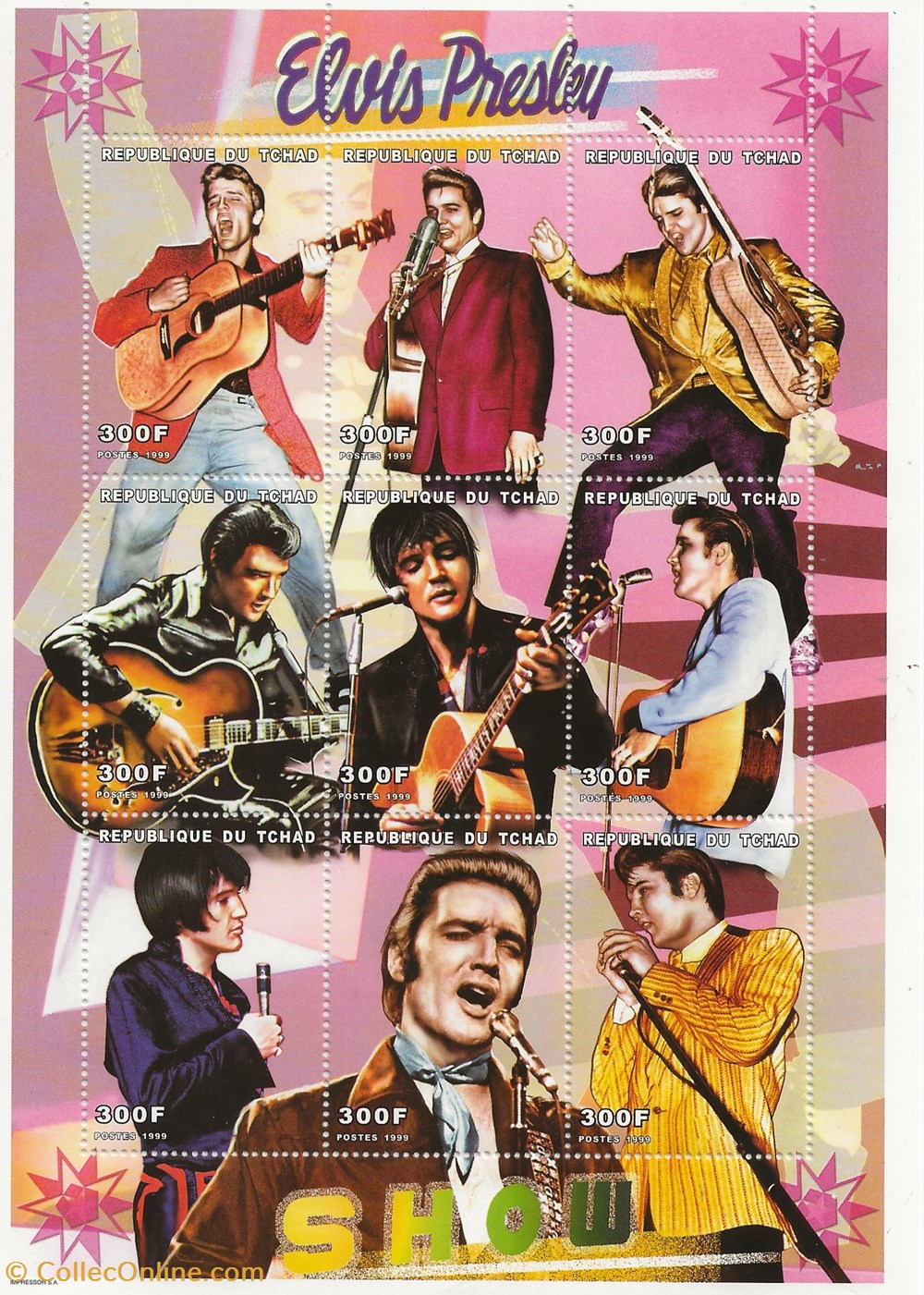 ZZZ Bloc (Tchad) 1999 Elvis Presley timbres zzz bloc tchad 1999 elvis presley