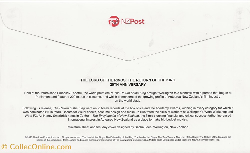 Wanganui (Nouvelle Zélande) 2023 The lord of the rings, the return of the king timbres wanganui nouvelle zelande 2023 the lord of the rings the return of the king