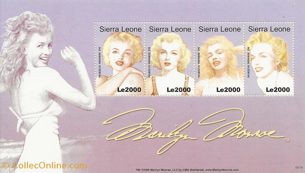 ZZZ Bloc (Sierra Leone) 2006 Marilyn Monroe timbres zzz bloc sierra leone 2006 marilyn monroe