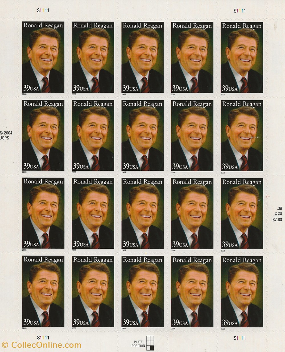ZZZ Bloc (Etats-Unis) 2006 Ronald Reagan timbres zzz bloc etats unis 2006 ronald reagan