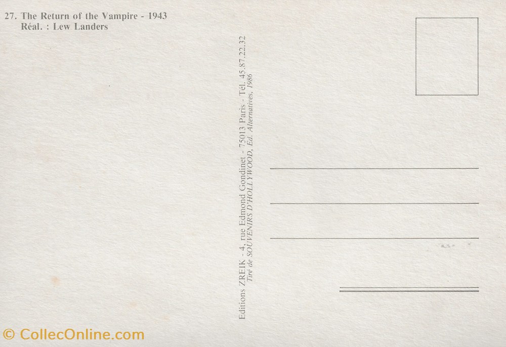Le retour du vampire cartes postales autres le retour du vampire