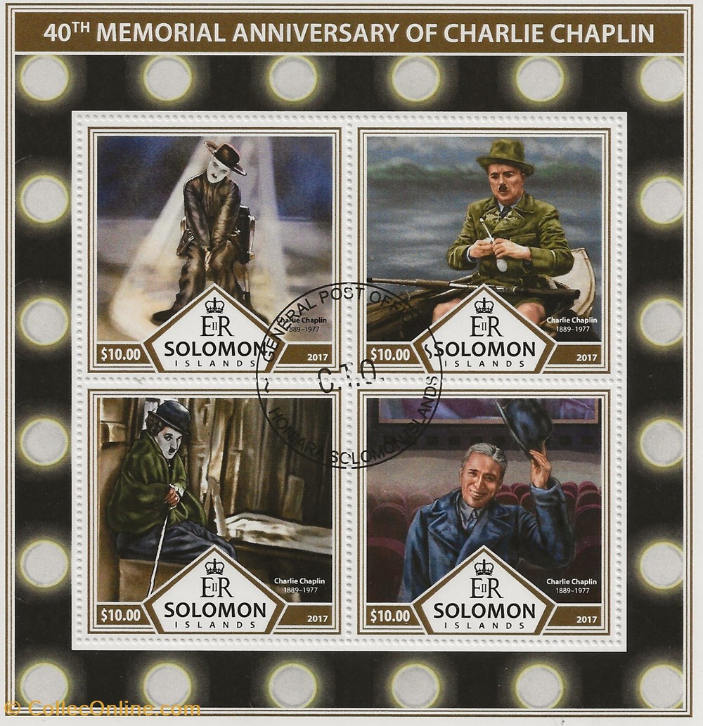 ZZZ Bloc (Solomon Islands) 40th memorial anniversary of Charlie Chaplin timbres zzz bloc solomon islands 40th memorial anniversary of charlie chaplin