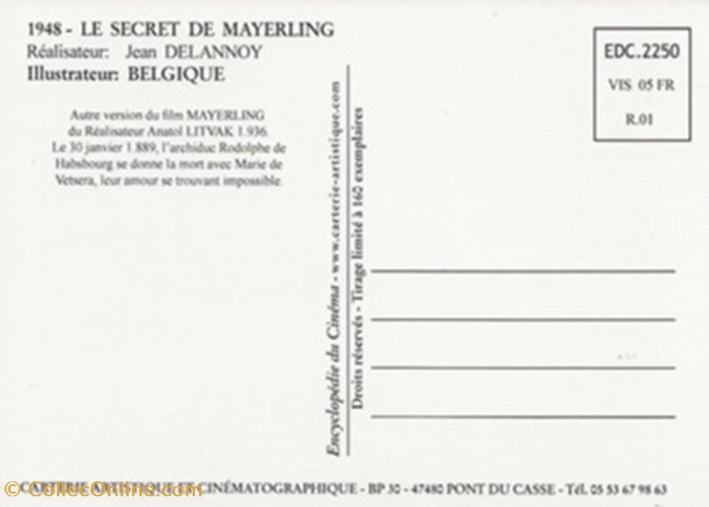 Le secret de Mayerling cartes postales autres le secret de mayerling