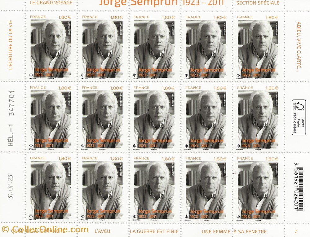 ZZZ 2023 Feuillet Georges Semprun timbres zzz 2023 feuillet georges semprun