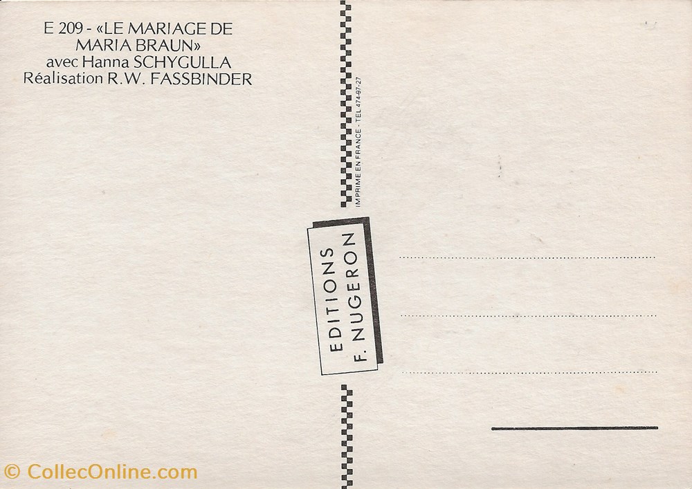 Le mariage de Maria Braun cartes postales autres le mariage de maria braun