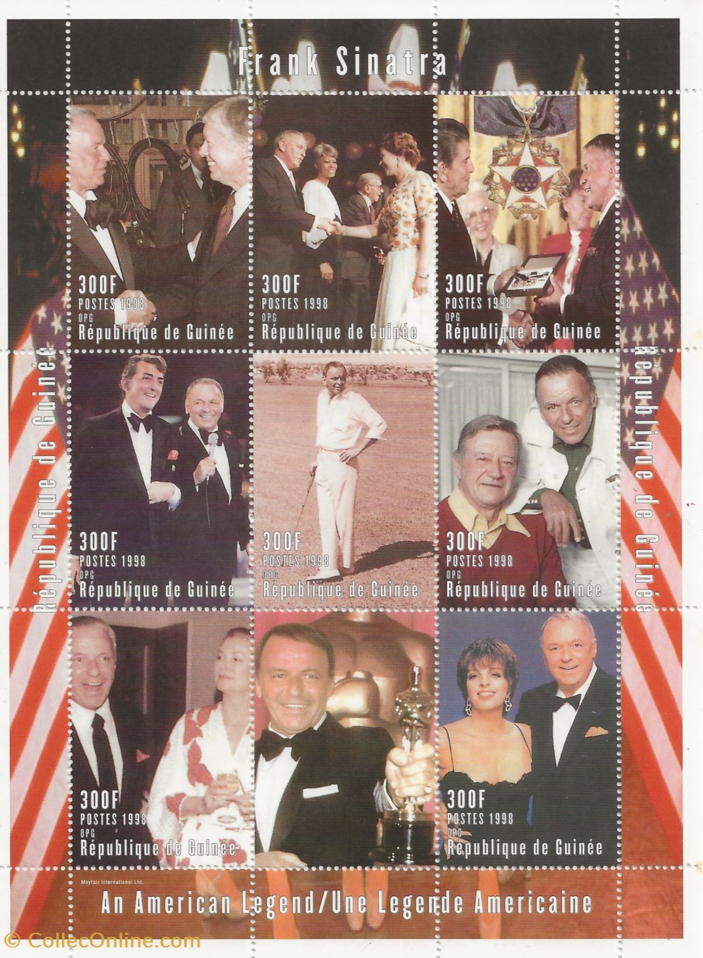 ZZZ Blocs (République de Guinée) 1998 Frank Sinatra timbres zzz blocs republique de guinee 1998 frank sinatra