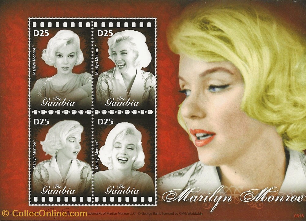 ZZZ Bloc (Gambie) 2008 Marilyn Monroe timbres zzz bloc gambie 2008 marilyn monroe
