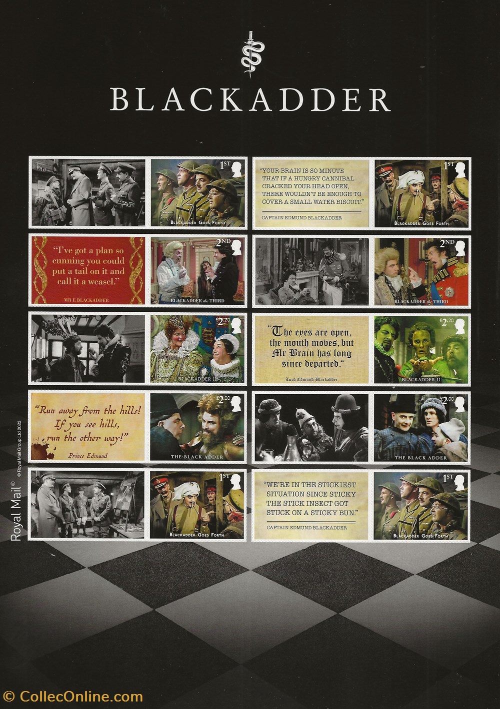 ZZZ bloc (Grande Bretagne) 2023 Blackadder timbres zzz bloc grande bretagne 2023 blackadder