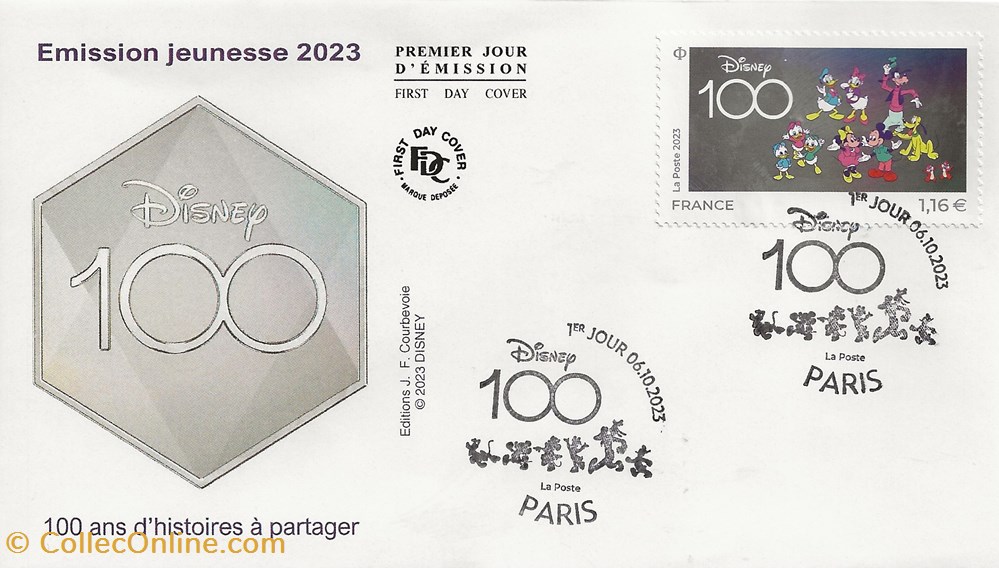 timbres paris 75 2023 disney 100