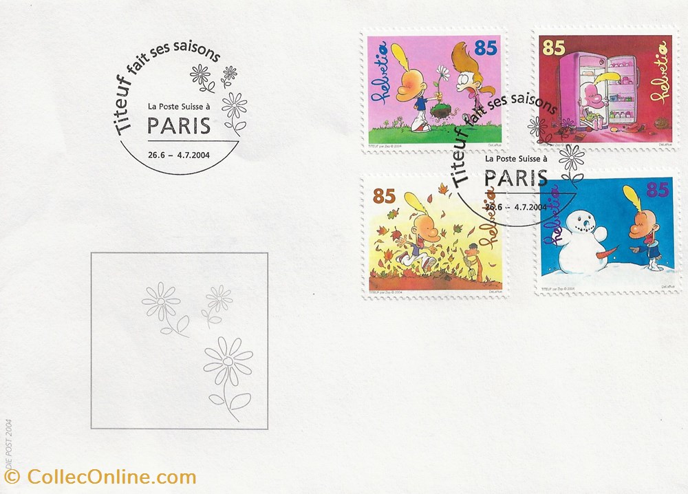 Paris (France) 2004 Titeuf fait ses saisons - La poste suisse à Paris timbres paris france 2004 titeuf fait ses saisons la poste suisse a paris