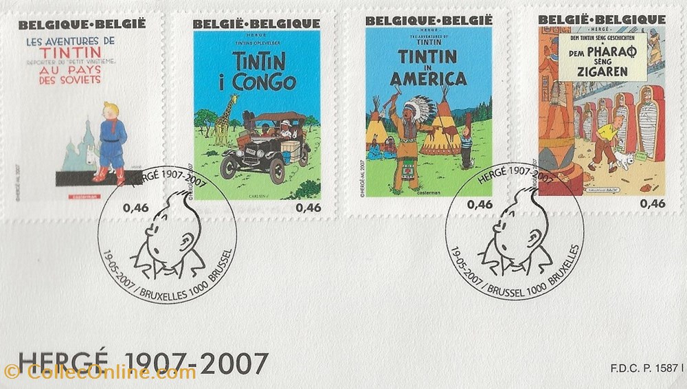 Bruxelles (Belgique) 2007 Centenaire de Tintin timbres bruxelles belgique 2007 centenaire de tintin