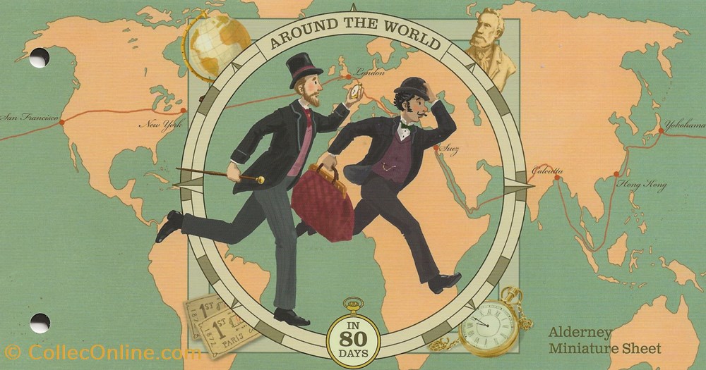 Sainte Anne (Alderney) 2023 Around the world in 80 days 2 timbres sainte anne alderney 2023 around the world in 80 days
