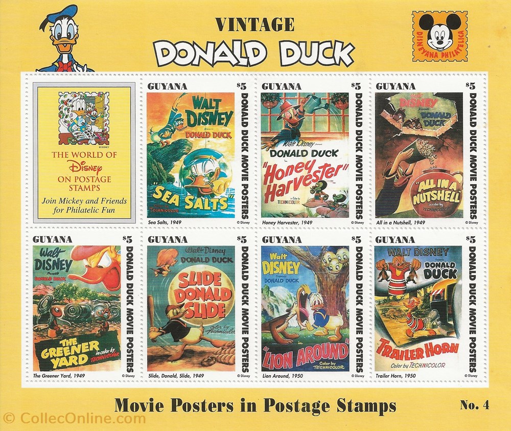 ZZZ Blocs (Guyana) 1993 Movie Posters Donald Duck n°2, n°3 et n°4 3 timbres zzz blocs guyana 1993 movie posters donald duck n 2 n 3 et n 4