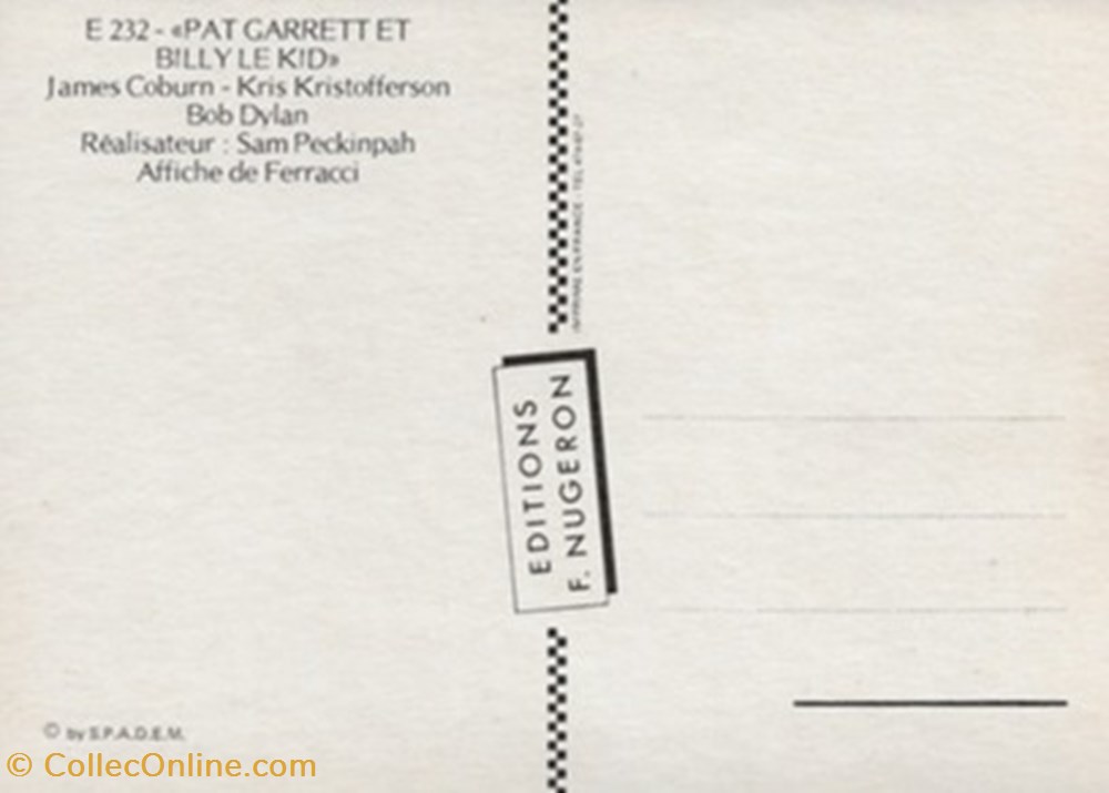 Pat Garrett et Billy le kid cartes postales autres pat garrett et billy le kid