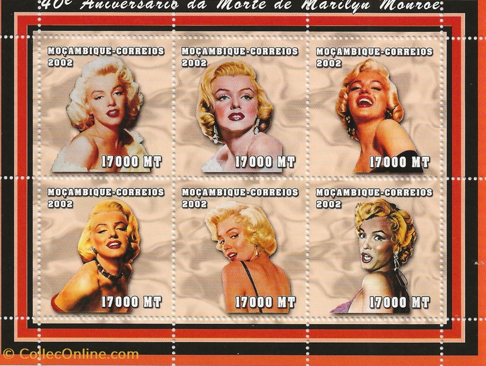 ZZZ Blocs (Mozambique) 2002 Marilyn Monroe 3 timbres zzz blocs mozambique 2002 marilyn monroe