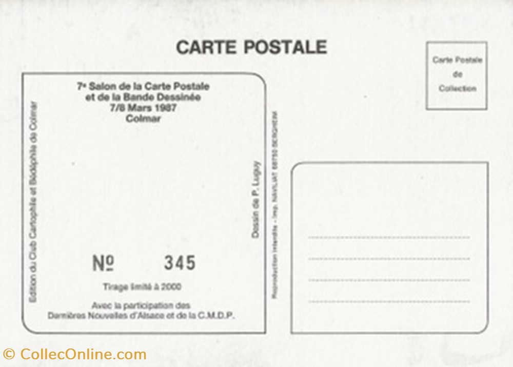 Colmar (68) 1987 cartes postales bande dessinee colmar 68 1987