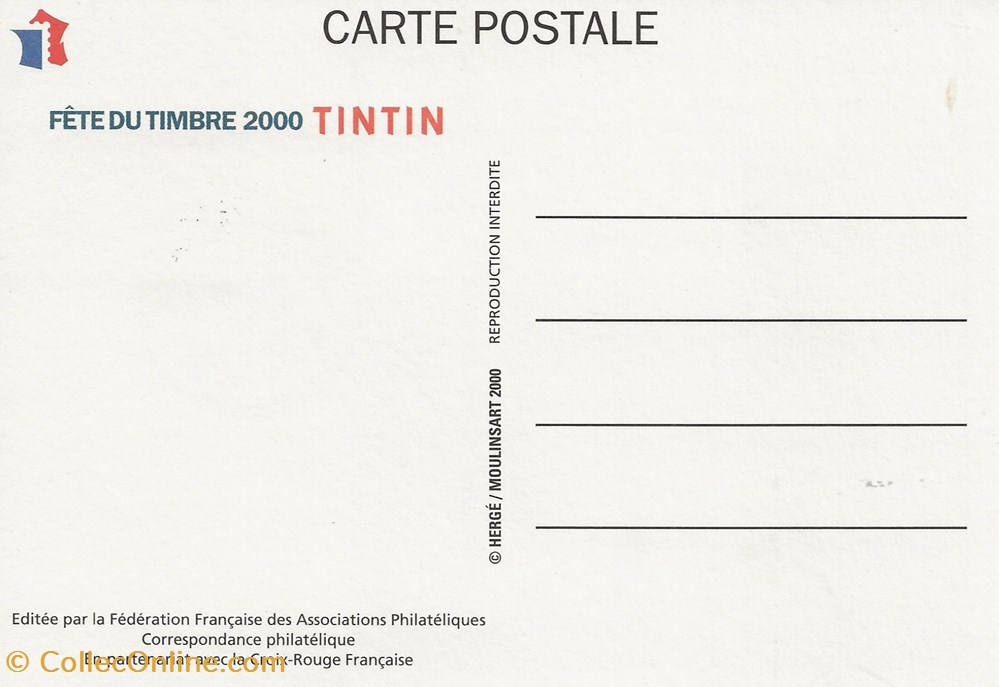 L'isle Adam (95) 2000 Fête du timbre - Tintin 4 timbres l isle adam 95 2000 fete du timbre tintin