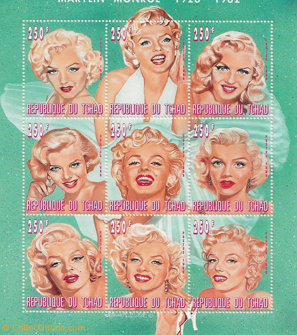 ZZZ Blocs (Tchad) 1996 Marilyn Monroe timbres zzz blocs tchad 1996 marilyn monroe