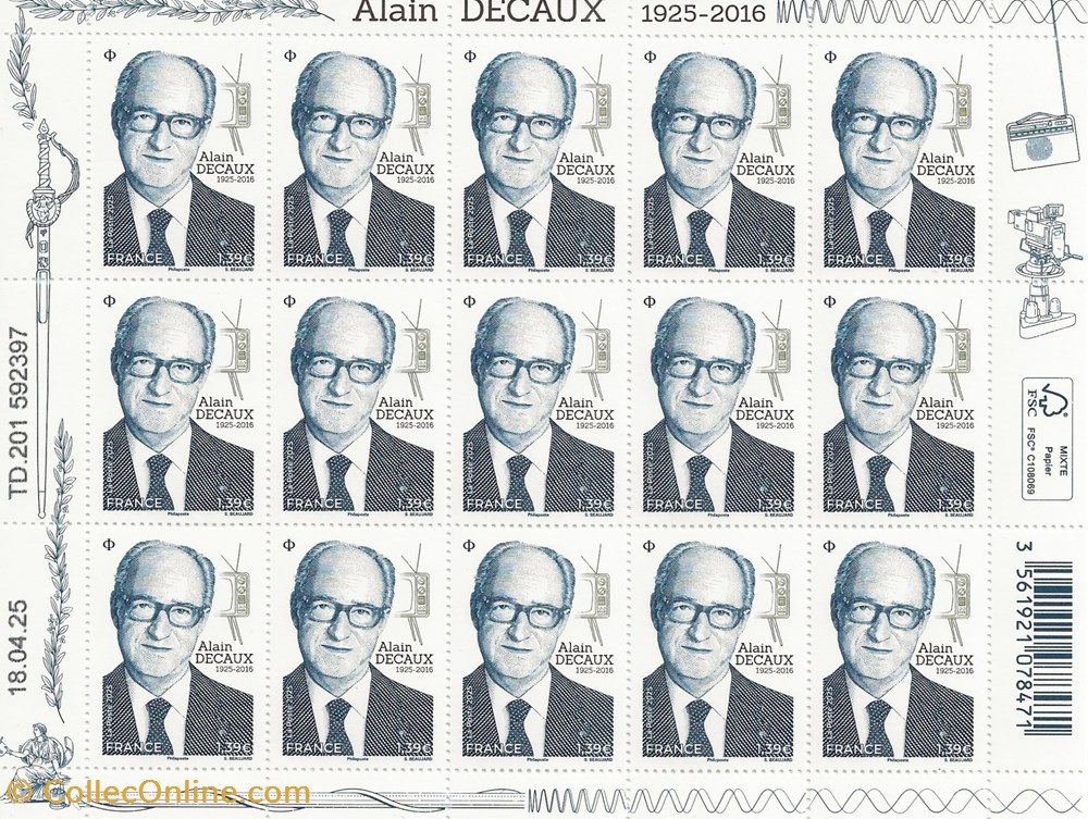 ZZZ 2025 Feuillet Alain Decaux timbres zzz 2025 feuillet alain decaux