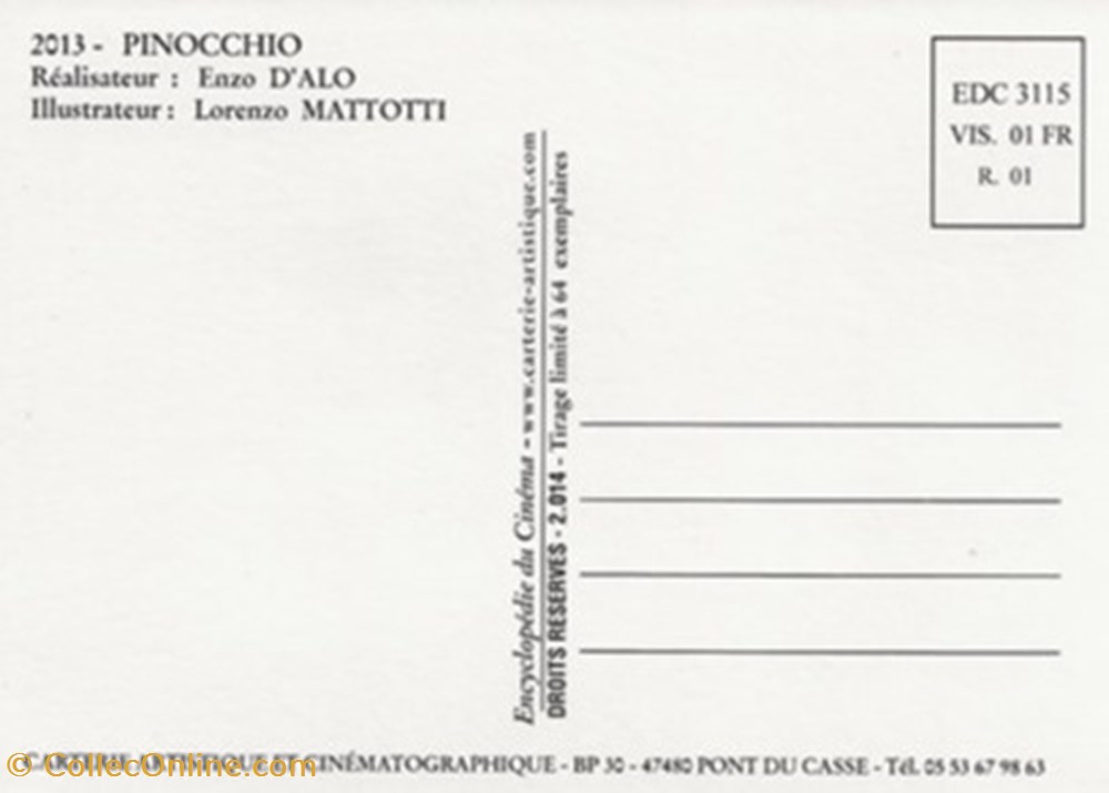 Pinocchio cartes postales autres pinocchio