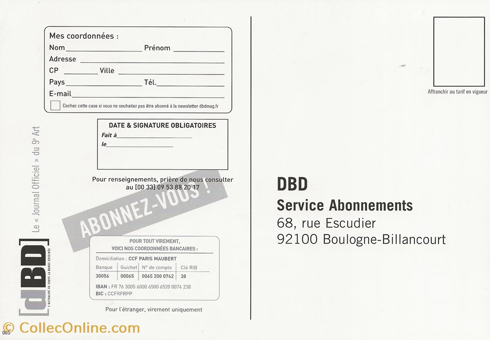 cartes postales bande dessinee zz flyer postal abonnement dbd 005