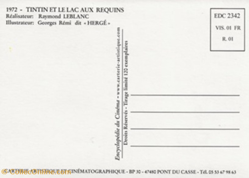 Tintin et le lac aux requins cartes postales autres tintin et le lac aux requins