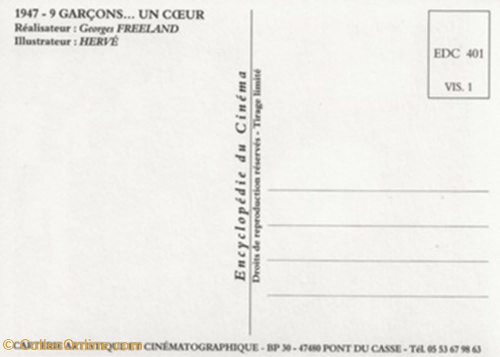 9 garçons... un cœur cartes postales autres 9 garcons un c ur