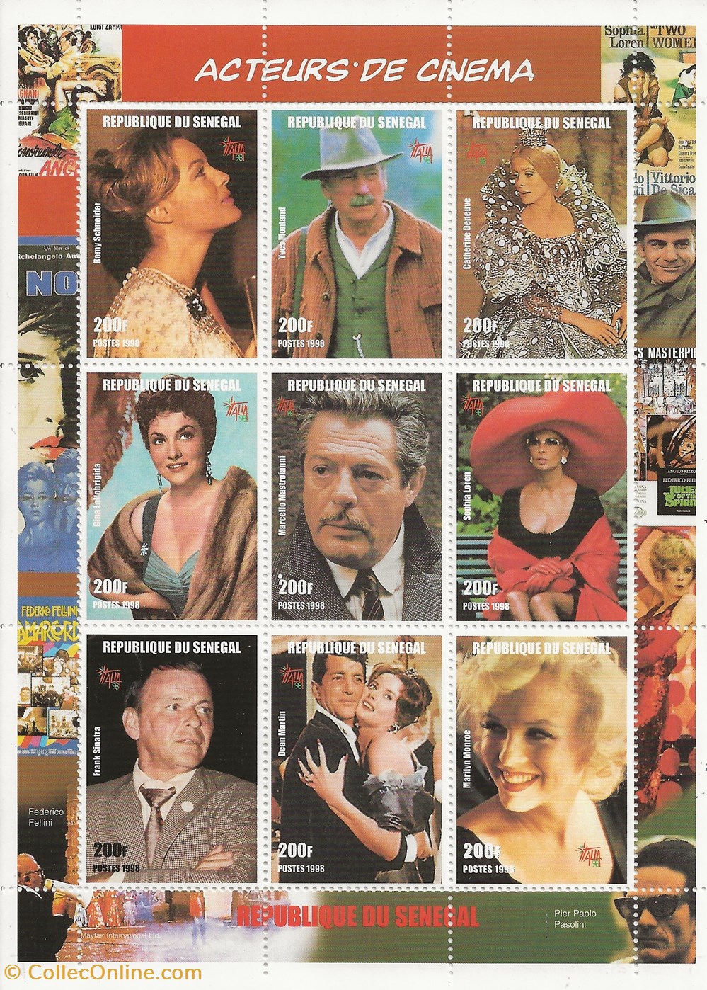 ZZZ Bloc (Sénégal) 1998 Acteurs de cinéma timbres zzz bloc senegal 1998 acteurs de cinema