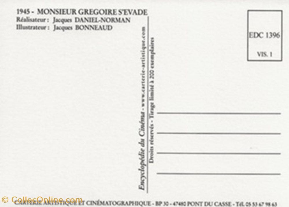 Monsieur Grégoire s'évade cartes postales autres monsieur gregoire evade