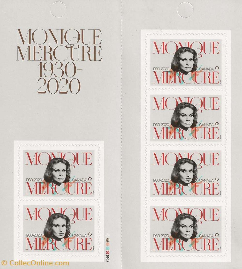 ZZZ Carnet (Canada) 2022 Monique Mercure 2 timbres zzz carnet canada 2022 monique mercure