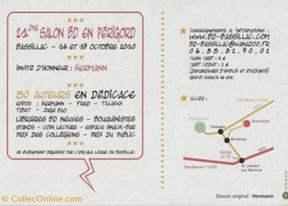 cartes postales bande dessinee bassillac 24 2010