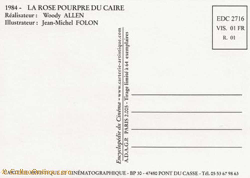 La rose pourpre du Caire cartes postales autres la rose pourpre du caire