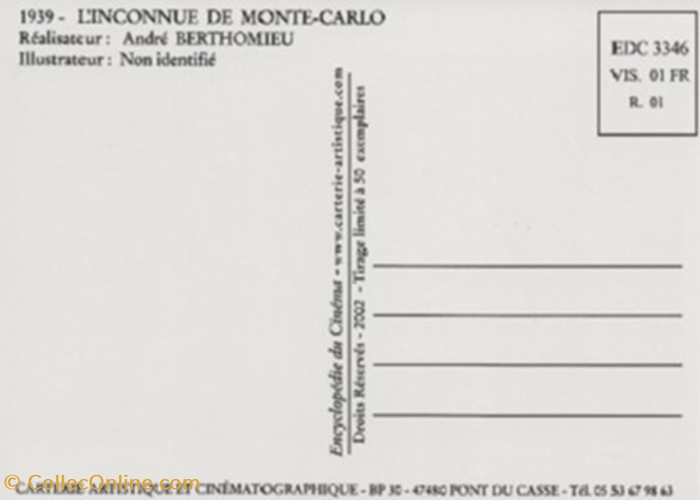 L'inconnue de Monte Carlo cartes postales autres l inconnue de monte carlo
