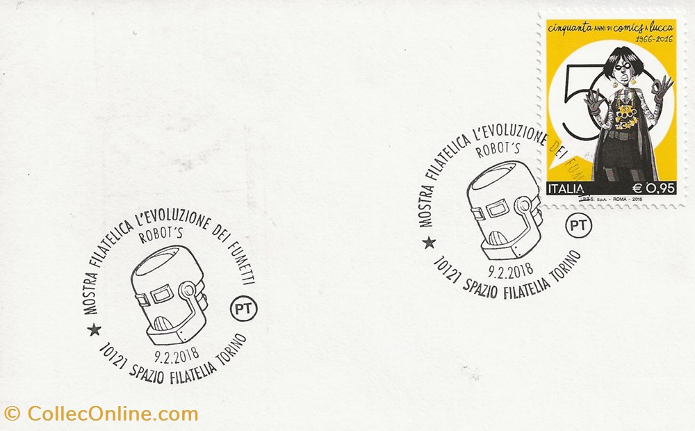 Torino (Italie) 2018 Mostra filatelica - L'evoluzione dei fumetti - Robot's timbres torino italie 2018 mostra filatelica evoluzione dei fumetti robot s
