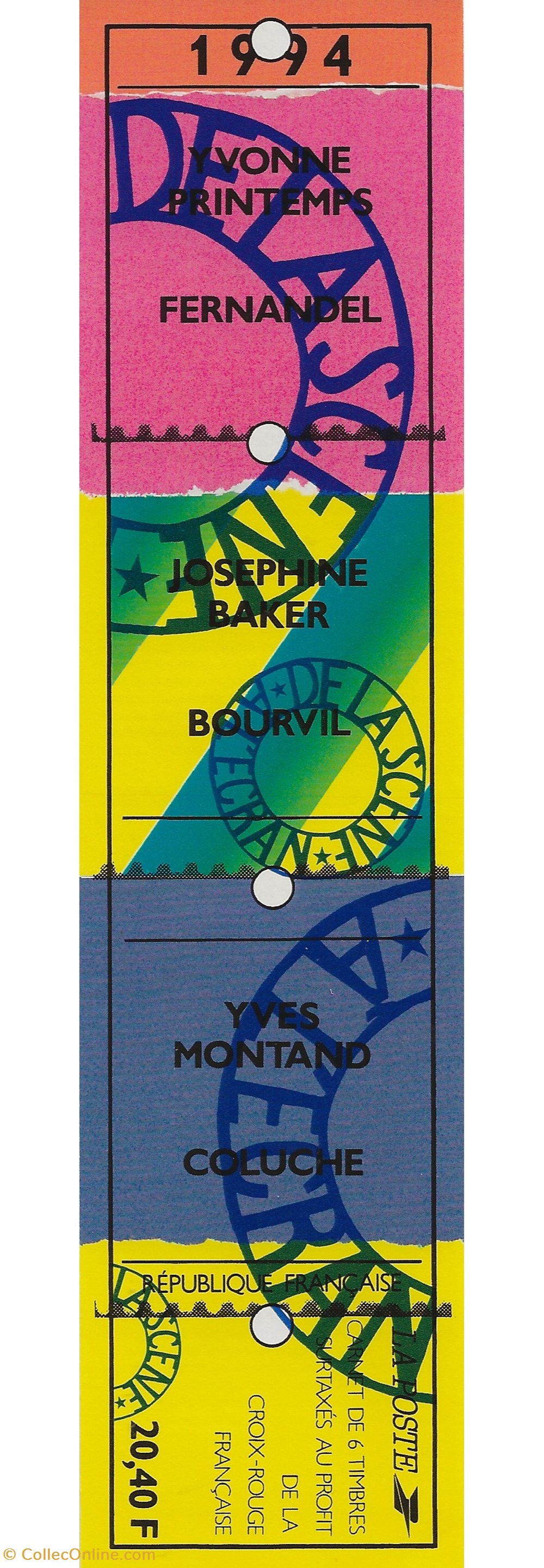 ZZZ 1994 Carnet de la scène à l'écran 2 timbres zzz 1994 carnet de la scene a ecran