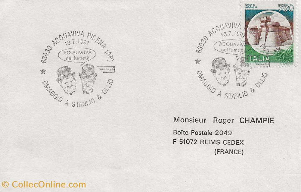 Acquaviva Picena (Italie) 1997 Omagio a Stanlio & Ollio timbres acquaviva picena italie 1997 omagio a stanlio ollio